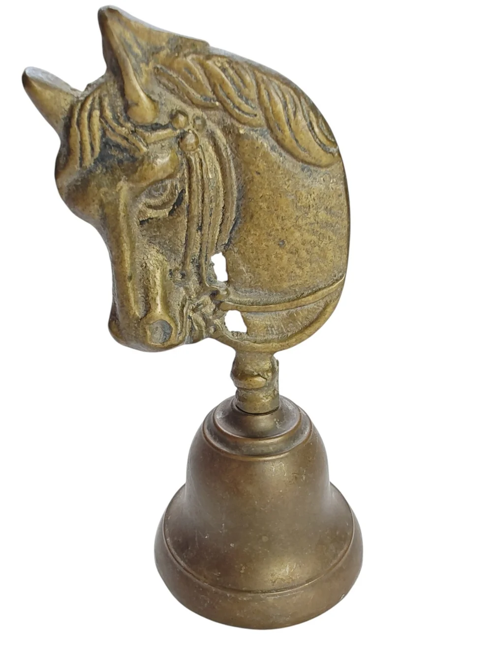 Vintage Brass Horse Bell Equestrian Decor Made in England Antique Counter Hand